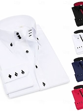  Per uomo Camicia Camicia con colletto a punta di lancia Camicie Camicia abbottonata Liscio Matrimonio Feste Nero Bianco Rosso Blu marino Manica lunga Bavero Primavera & Autunno Abbigliamento Bottone