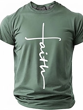 cheap Faith T shirts-Faith Cross Men's Minimalist Christian Spiritual Religious T Shirt Graphic Crew Neck Short Sleeve Church Worship Easter Gift for Believers Designer Clothing Apparel
