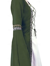 abordables Vestido-Medieval Renacimiento Vestidos Disfraz de lujo Bruja Vikingo Disfraz Mujer Celta Fantasía Víspera de Todos los Santos Carnaval Rendimiento LARP Feria Ren Adulto Vestido