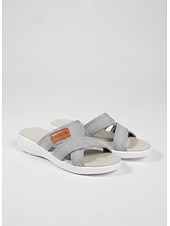 economico Sandali Comodi-sandali infradito da donna con cinturini incrociati in rete – stile comodo e casual per passeggiate in giardino, picnic e commissioni quotidiane