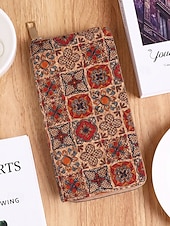 billige Lommebøker-Dame-lommebok i bohemsk kunstskinn med lang lommebok, stor kapasitet og flere kortspor med glidelås rundt clutch i flere mønstre for shopping, daglig bruk og reiser