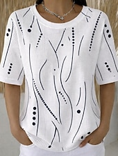  Női Gofris póló Textúrált kötött topok Nyári felsők Grafika Mértani Stílusos Klasszikus Rövid ujjú Terített nyak Kerek Normál felsők Hétköznapi Napi Medence Fehér Arcpír rózsaszín Lóhere Nyár Tavasz