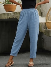 billige Joggebukser-Dame Vaffelstruktur kinesisk Uformelle bukser Sommerbukser Ferie Mote Gatemote Ankel-lengde Høy Midje عادي Lomme Elastisk midje comfy Komfort Myk Elastisk Daglig utendørs Gate Lilla Oransje Lyseblå
