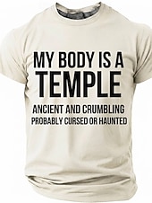 ieftine Tricouri cu umor sarcastic-Corpul meu este un templu antic, blestemat, bântuit, tricou amuzant, sarcastic, cu umor, grafic, guler rotund, mânecă scurtă, cadou de ziua de naștere pentru el, cadou de glumă, haine de designer