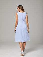 economico Set di abiti per la mamma-Due Pezzi Linea ad A Lunghezza al ginocchio Abito da invitata a nozze Abito da cerimonia per signora Senza Maniche Scollo Tondo Elegante Ospite di nozze Ricevimento di matrimonio Chiffon Pizzo Abiti