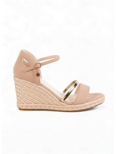 Χαμηλού Κόστους Πλατφόρμες σανδάλια-Γυναικεία σανδάλια εσπαντρίγιας με λουράκι στον αστράγαλο – άνετα καλοκαιρινά παπούτσια με ανοιχτή μύτη για διακοπές στην παραλία, πάρτι δίπλα στην πισίνα, ταξίδια &amp;καθημερινή χρήση