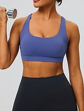 abordables Sujetadores deportivos &amp; chalecos-Mujer Camisetas sin mangas para hacer ejercicio Sujetadores de Deporte Cuchara Ropa Interior / Prenda Interior Absorción de impacto Tamaño Ajustable Ligero Inalámbrico Acolchado Color sólido Deporte