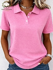  Damen Henley Hemd Einfarbig Vintage Mode Stilvoll Kurzarm Normale Oberteile Lässig Strand Blau Rosa Orange Sommer Frühling