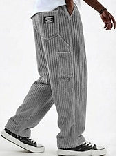  Férfi Nadrág Kordbársony Nadrág Téli nadrág Alkalmi nadrág Bő nadrág Zsinór Többzsebes Tömör szín Mokaszinok Teljes hossz Hétköznapi Napi Szabadtéri Divat Utcai sikk Medence Fehér Mikroelasztikus