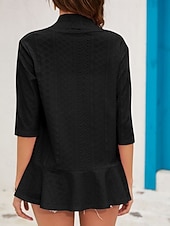 זול ז'קטים מזדמנים-בגדי ריקוד נשים ז'קט קז'ואל נוח נושם לגזור יום יומי אחיד חופשה רחוב לבוש יומיומי ליציאה חזית פתוחה רגיל ללא צווארון רגיל שרוול 4\3 הלבשה עליונה שחור לבן ורוד מסמיק אביב סתיו