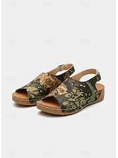 voordelige Platte Sandalen-Rode tweekleurige wedge sandalen voor dames | comfortabele schoenen met voetboogondersteuning voor casual wandelingen, dagelijks gebruik en zomervakanties