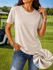 ieftine tricou simplu-tricou damă tricou cu sistem de absorbție a umezelii tricou de mătase elegant clasic mânecă scurtă guler rotund topuri obișnuite casual sport de plajă negru alb roz roșu bleumarin vară primăvară