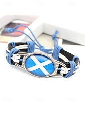 abordables Accesorios-Pulsera de hombre de piel sintética y acrílico con la bandera nacional, pulsera multinacional para aficionados al fútbol, para el día del partido, para animar en el estadio, para ropa deportiva informal y para el día a día.
