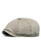 cheap Men's Hats-Men's Washed Cotton Newsboy Cap, Multi-Color Adjustable Ivy Flat Beret Hat for Travel, Vacation, Outdoor Activities and Everyday Casual Wear