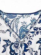 voordelige Bloemenjurken-Dames Maxi-jurk A lijn jurk Slipdress Vakantie Casual Buiten Uitgaan Standaard pasvorm Bloemig Mouwloos V-hals blauw Zomer Lente