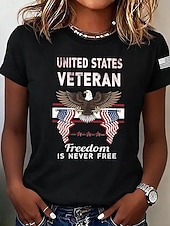  Giorno dell'Indipendenza Americana Per donna Maglietta Stampato Grafico Bandiera Elegante Classico Casual Manica Corta Girocollo Top Regolari Casuale Quotidiano Nero Estate Primavera