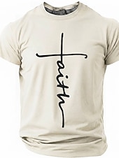 cheap Faith T shirts-Faith Cross Men's Minimalist Christian Spiritual Religious T Shirt Graphic Crew Neck Short Sleeve Church Worship Easter Gift for Believers Designer Clothing Apparel