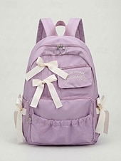 baratos Mochilas para Crianças e Adolescentes-Mochila feminina de poliéster com laço decorativo, várias cores, grande capacidade com vários bolsos, alças ajustáveis, perfeita para o ensino fundamental. &amp;volta às aulas no ensino fundamental,