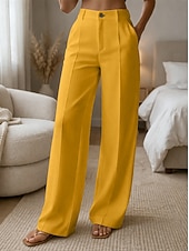 Χαμηλού Κόστους φαρδύ πόδι &amp; ψηλόμεσο-Γυναικεία Πλατύ Πόδι Παντελόνια Παντελόνι επίσημο Casual παντελόνι Μοντέρνα Κομψό στυλ street Βασικό Πλήρες μήκος Ψηλή Μέση Σκέτο Τσέπη Ελαστική μέση Άνετο Ανελαστικό Καθημερινά Γραφείο Διακοπές