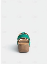 billige Flate sandaler-Grønne damesandaler med stropper og borrelås – lette tursko for hverdagsbruk