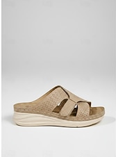 abordables Sandalias deslizantes-Sandalias burdeos perforadas para mujer: calzado informal y cómodo de verano para playa, vacaciones y uso diario.