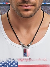 preiswerte Zubehör-Herren-Legierung &amp;Acryl-Halskette mit Anhängern in Nationalflaggen-Optik, verschiedene Ländermotive, lässiger Boho-Stil, perfekt für Fußballfans, Spieltage und Outdoor-Aktivitäten. &amp;Alltagskleidung