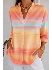 abordables Arte &amp; Diseño Blusas-Mujer Camisa Camisa de gofres Camisa con botones Botones Graphic Impresión de mármol Vintage Elegante Manga Larga Tops largos Diario Exterior Ropa de calle Verde y Azul Naranja Caqui Verano Primavera