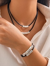 cheap Women's Necklace-Women's Bohemian Alloy Necklace and Bracelet Set, Layered Statement Jewelry for Beach Vacation, Resort Wear, Casual Summer Outfits and Everyday Fashion