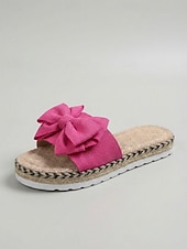 halpa Liukuesteet-Naisten kermanväriset pellavaiset rusettivartiset sandaalit - elegantit espadrillot flatform-kengät risteilylomille ja trooppisille kesälomille &amp;ylellinen lomakeskusvaate