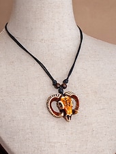 voordelige Heren sieraden-Halsketting voor heren in bohemian vintage stijl, gemaakt van acryl, met verschillende hangeropties, waaronder een schildpad en ivoor, en een verstelbaar koord. Ideaal voor een strandvakantie,