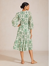 abordables Vestidos casuales con flores-Vestido largo de gasa fluida con estampado barroco exuberante