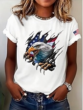 economico Magliette Giorno dell’Indipendenza-American Independence Day Women's T Shirt Print Graphic Flag Letter Vintage Fashion Stylish Short Sleeve Crew Neck Round Neck Regular Tops Casual Daily Weekend Blue White White 2 Summer Spring Fall