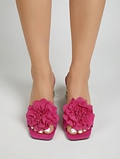 Недорогие Женщины-Женские розовые босоножки на высоком каблуке с цветочным принтом, туфли без шнурков с открытым носком, эффектные туфли для ужина в отеле, отдыха. &amp;летние вечерние мероприятия