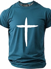  Hombre Cruz Camiseta Manga Corta Camiseta Impresión 3D Cuello Barco Camisa Moda Design Sencillo Casual Diario Fiesta Rojo Verano Primavera Ropa S M L XL XXL XXXL
