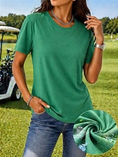 ieftine tricou simplu-tricou damă tricou cu sistem de absorbție a umezelii tricou de mătase elegant clasic mânecă scurtă guler rotund topuri obișnuite casual sport de plajă negru alb roz roșu bleumarin vară primăvară