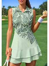 abordables Robe de tennis pour femmes-Femmes Floral tenue de sport Robe polo de tennis Sans manches Fermeture éclair Quart de zip Élastique Évacuation de la transpiration Respirant Volley-ball Tennis Le golf Col Col Rabattu Robe Noir