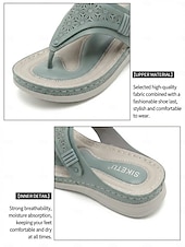 cheap Comfort Sandals-Women's Green Arch Support Flip Flop Sandals – Comfortable Cushioned Wedge Thong Sandals, Lightweight Casual Summer Shoes for Walking, Beach, Travel &amp; Daily Wear