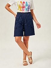 ieftine Bermude-Pentru femei Bermude Pantaloni Scurți Cargo chinez Pantaloni Scurți Vacanță Șic Stradă De Bază Scurt Talie medie Simplu Cordon Buzunar Comfortabil Respirabil Inelastic Zilnic În aer liber Vacanță Gri