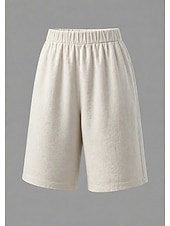 billige Bunner-Dame Bukser med linfølelse Capri-bukser Shorts Sommershorts Ferie Grunnleggende Fritid Knelengde Middels midje عادي Elastisk midje Komfort Pustende Uelastisk Daglig utendørs Feriereise Svart Rød