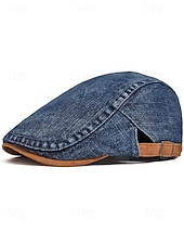 economico Cappelli da uomo-Berretto regolabile da uomo in denim e cotone, modello newsboy a cappello piatto multicolore, ideale per vacanze al mare, viaggi, guida e abbigliamento casual di tutti i giorni.