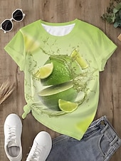 preiswerte Kunst &amp; Design T-Shirt-Damen T Shirt Druck Grafik Cartoon Abstrakt Vintage Stilvoll Lässig Kurzarm Rundhalsausschnitt Rundhals Normale Oberteile Lässig Täglich Grün Sommer Frühling