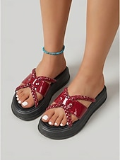 cheap Women-Women's Gold Chain Platform Sandals – Chunky Slide Sandals for Beach &amp; Summer Vacation Wear