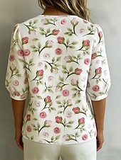 abordables Blusas Florales-Mujer Camisa Camisa con botones Blusa Botones Floral Elegante Clásico Moderno Manga Larga Cuello Camisero Tops regulares Diario Festivos Noche Blanco Rosa Verde Trébol Rosa Brillante Verano Primavera