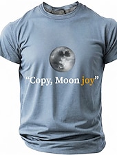 preiswerte Magliette divertenti da uomo-Men's "Copy, Moon joy" Full Moon Graphic T Shirt Short Sleeve Crew Neck Astronomy Space Lover Sarcastic Humor Quote Teal Blue Relaxed Fit Birthday Gift Designer Clothing Apparel
