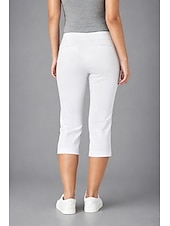 billige Vanlige leggings-Dame Capri-bukser Leggings Elegant Ferie Grunnleggende Kalv lengde Høy Midje Helfarge Komfort Elastisk Daglig Svart Hvit Kakifarget Sommer Vår Bodycon topp