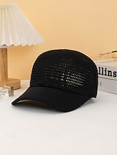 baratos Chapéus Femininos-Chapéu feminino boêmio em poliéster trançado, diversas cores, leve e com proteção solar, ideal para férias na praia, lazer ao ar livre e uso casual diário.