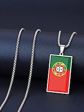 economico Accessori-Collana da uomo con ciondolo a forma di bandiera in acciaio inossidabile, collana con catena a bandiera di diversi paesi per le partite di calcio, per sostenere i tifosi, per fare il tifo allo stadio, per l'abbigliamento sportivo casual e per tutti i gior