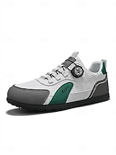 baratos Homens-Tênis casuais masculinos brancos e verdes com cadarço, leves e confortáveis para caminhada, respiráveis e com um toque de elegância, ideais para resorts, viagens de férias, momentos de lazer em destinos tropicais e para o dia a dia no verão.