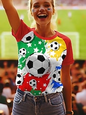  Dam T-shirt Mönster Grafisk Abstrakt Stylish Klassisk Ledigt Kortärmad Rund hals Vanliga toppar Dagligen Blå Gul Rubinrött Grön Sommar Vår