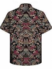  Ρετρό / Βίντατζ Χίπισσα Δεκαετία '70 Πουκάμισο Κοντά μανίκια Χίπισσα Λαχούρι Etnic Φανταχτερή Φόρεμα Ανδρικά μουσικό φεστιβάλ Πάρτι Καθημερινά Ρούχα Ενηλίκων Πουκάμισο Ανοιξη καλοκαίρι